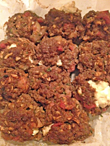 homemade meatballs with bacon and goat cheese